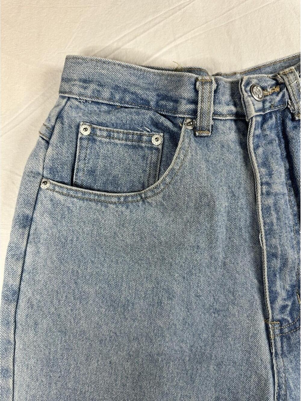 VNT 90s One World Plaid Patchwork Distressed Jeans Size 11 High Rise Straight - Picture 7 of 16